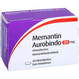Abbildung: Memantin Aurobindo 20 mg Filmtabletten 28 St, Filmtabletten PZN 10142020