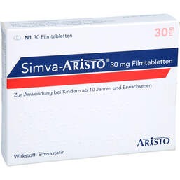 Abbildung: Simva Aristo 30 mg Filmtabletten 30 St, Filmtabletten PZN 10144792
