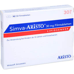 Abbildung: Simva Aristo 30 mg Filmtabletten 50 St, Filmtabletten PZN 10144800
