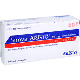 Abbildung: Simva Aristo 60 mg Filmtabletten 50 St, Filmtabletten PZN 10144846