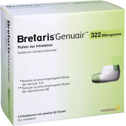 Abbildung: Bretaris Genuair 322 µg Pulver z.Inhalation 3x60ED 3 St, Inhalationspulver PZN 10167379
