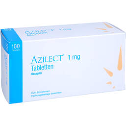 Abbildung: Azilect 1 mg Tabletten 100 St, Tabletten PZN 10167586