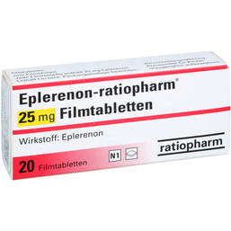 Abbildung: Eplerenon ratiopharm 25 mg Filmtabletten 20 St, Filmtabletten PZN 10169496