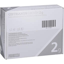 Abbildung: Ceftriaxon Eberth 2 g Pulver und Lösung Mi.z.Her.einer Infusionsl. 10 St, Pulver und Lösungsmittel zur Herstellung einer Infusionsl. PZN 10170683