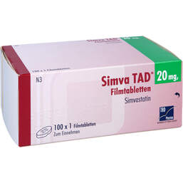 Abbildung: Simva TAD 20 mg Filmtabletten 100 St, Filmtabletten PZN 10170737