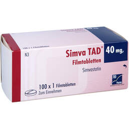 Abbildung: Simva TAD 40 mg Filmtabletten 100 St, Filmtabletten PZN 10170766