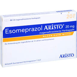 Abbildung: Esomeprazol Aristo 20 mg magensaftresistent Hartkapseln 30 St, Magensaftresistente Hartkapseln PZN 10171062