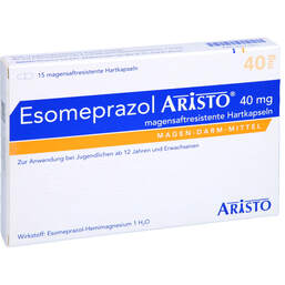 Abbildung: Esomeprazol Aristo 40 mg magensaftresistent Hartkapseln 15 St, Magensaftresistente Hartkapseln PZN 10171091