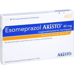 Abbildung: Esomeprazol Aristo 40 mg magensaftresistent Hartkapseln 30 St, Magensaftresistente Hartkapseln PZN 10171116