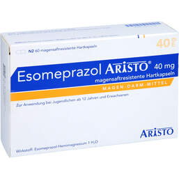 Abbildung: Esomeprazol Aristo 40 mg magensaftresistent Hartkapseln 60 St, Magensaftresistente Hartkapseln PZN 10171122