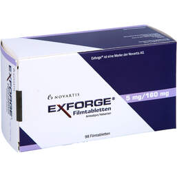 Abbildung: Exforge 5 mg / 160 mg Filmtabletten 98 St, Filmtabletten PZN 10172736