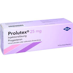 Abbildung: Prolutex 25 mg Injektionslösung Durchstechflasche  14 St, Injektionslösung PZN 10177076