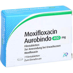 Abbildung: Moxifloxacin Aurobindo 400 mg Filmtabletten 7 St, Filmtabletten PZN 10180233