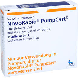 Abbildung: Novorapid Pumpcart 100 E / ml Injektionslösung i.e.Patrone 5X1.6 ml, Injektionslösung PZN 10180724