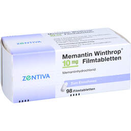 Abbildung: Memantin Winthrop 10 mg Filmtabletten 98 St, Filmtabletten PZN 10184047