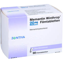 Abbildung: Memantin Winthrop 20 mg Filmtabletten 98 St, Filmtabletten PZN 10184076