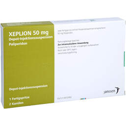 Abbildung: Xeplion 50 mg Depot-Injektionssuspension Fertigspritzen 1 St, Depot-Injektionssuspension PZN 10193336