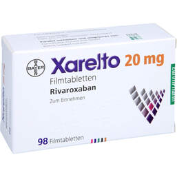 Abbildung: Xarelto 20 mg Filmtabletten 98 St, Filmtabletten PZN 10200929