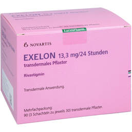 Abbildung: Exelon 13,3 mg / 24 Stunden transdermale Pflaster 90 St, Pflaster transdermal PZN 10204117