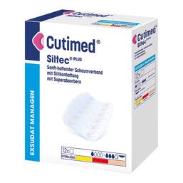 Abbildung: Cutimed Siltec Plus Schaumverband 10x10 cm haftend 12 St, Kompressen PZN 10204229