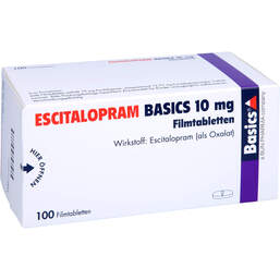 Abbildung: Escitalopram Basics 10 mg Filmtabletten 100 St, Filmtabletten PZN 10206553