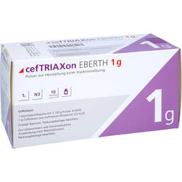 Abbildung: Ceftriaxon Eberth 1 g Pulver zur Herstellung einer Injektion -Lösung 10 St, Pulver zur Herstellung einer Injektionslösung PZN 10219805