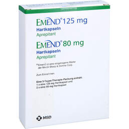 Abbildung: Emend 125 mg / 80 mg Hartkapseln 3 St, Hartkapseln PZN 10220501