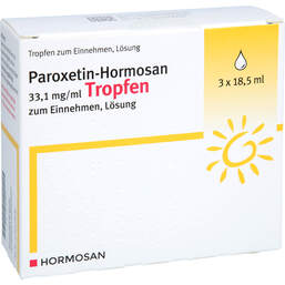Abbildung: Paroxetin Hormosan 33,1 mg / ml Tropfen zum Einnehmen 55.5 ml, Tropfen zum Einnehmen PZN 10232929