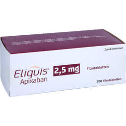 Abbildung: Eliquis 2,5 mg Filmtabletten 200 St, Filmtabletten PZN 10250465