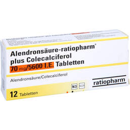 Abbildung: Alendronsäure ratio plus Colecalcif.70mg / 5600 I.E. 12 St, Tabletten PZN 10250620