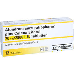 Abbildung: Alendronsäure ratio plus Colecalcif.70mg / 2800 I.E. 12 St, Tabletten PZN 10250643