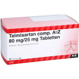 Abbildung: Telmisartan comp.AbZ 80 mg / 25 mg Tabletten 56 St, Tabletten PZN 10250755