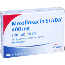 Abbildung: Moxifloxacin STADA 400 mg Filmtabletten 5 St, Filmtabletten PZN 10251341