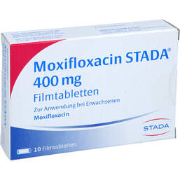 Abbildung: Moxifloxacin STADA 400 mg Filmtabletten 10 St, Filmtabletten PZN 10251364