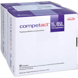 Abbildung: Competact 15 mg / 850 mg Filmtabletten 196 St, Filmtabletten PZN 10252145
