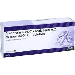 Abbildung: Alendronsäure / Colecalciferol AbZ 70 mg / 5.600 I.E. 4 St, Tabletten PZN 10253015