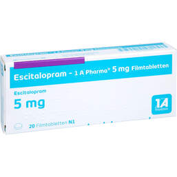 Abbildung: Escitalopram 1A Pharma 5 mg Filmtabletten 20 St, Filmtabletten PZN 10253618
