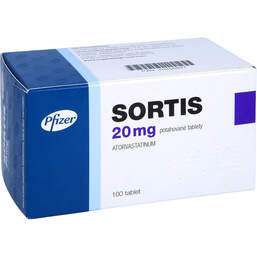 Abbildung: Sortis 20 mg Filmtabletten 100 St, Filmtabletten PZN 10256947