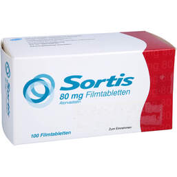 Abbildung: Sortis 80 mg Filmtabletten 100 St, Filmtabletten PZN 10257007