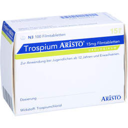 Abbildung: Trospium Aristo 15 mg Filmtabletten 100 St, Filmtabletten PZN 10259414