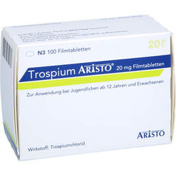 Abbildung: Trospium Aristo 20 mg Filmtabletten 100 St, Filmtabletten PZN 10259443