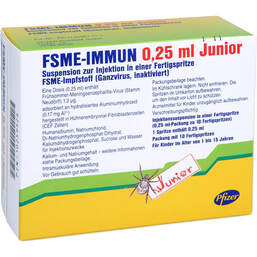 Abbildung: FSME Immun 0,25 ml Junior Injektionsuspension i.e.FS.ohne kanüle 10 St, Fertigspritzen PZN 10259526