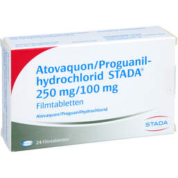 Abbildung: Atovaquon / Proguanil-HCL STADA 250mg / 100mg Filmtab. 24 St, Filmtabletten PZN 10261842