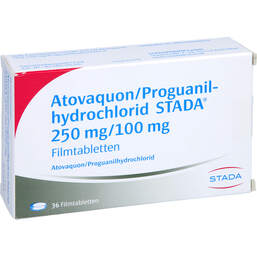 Abbildung: Atovaquon / Proguanil-HCL STADA 250mg / 100mg Filmtab. 36 St, Filmtabletten PZN 10261859