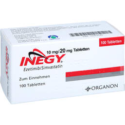 Abbildung: Inegy 10 mg / 20 mg Tabletten 100 St, Tabletten PZN 10263746