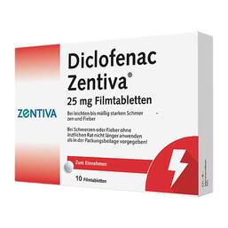 Abbildung: Diclofenac Zentiva 25 mg Filmtabletten Filmtabletten, 10 St PZN 10273621