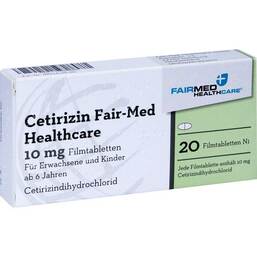 Abbildung: Cetirizin Fair-Med Healthcare 10 mg Filmtabletten Filmtabletten, 20 St PZN 10280696