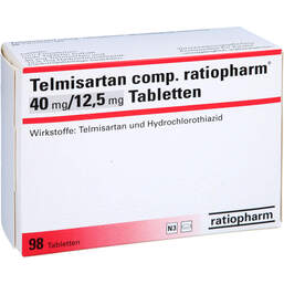 Abbildung: Telmisartan comp.ratiopharm 40 mg / 12,5 mg Tabletten 98 St, Tabletten PZN 10282933