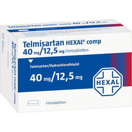 Abbildung: Telmisartan Hexal Comp 40 mg / 12,5 mg Filmtabletten 56 St, Filmtabletten PZN 10298087