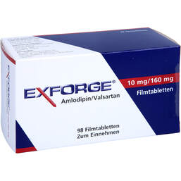 Abbildung: Exforge 10 mg / 160 mg Filmtabletten 98 St, Filmtabletten PZN 10298383